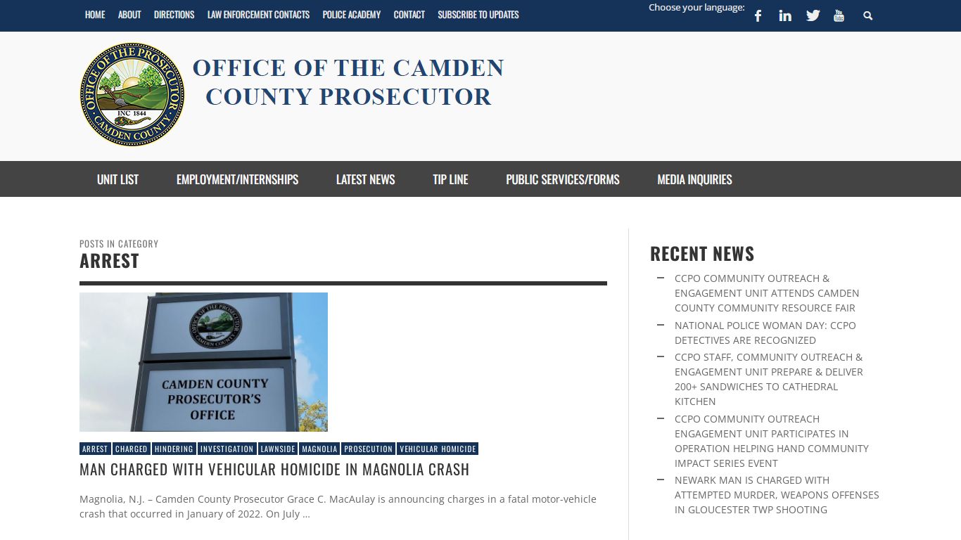 Arrest Archives - Office of the Prosecutor Camden County