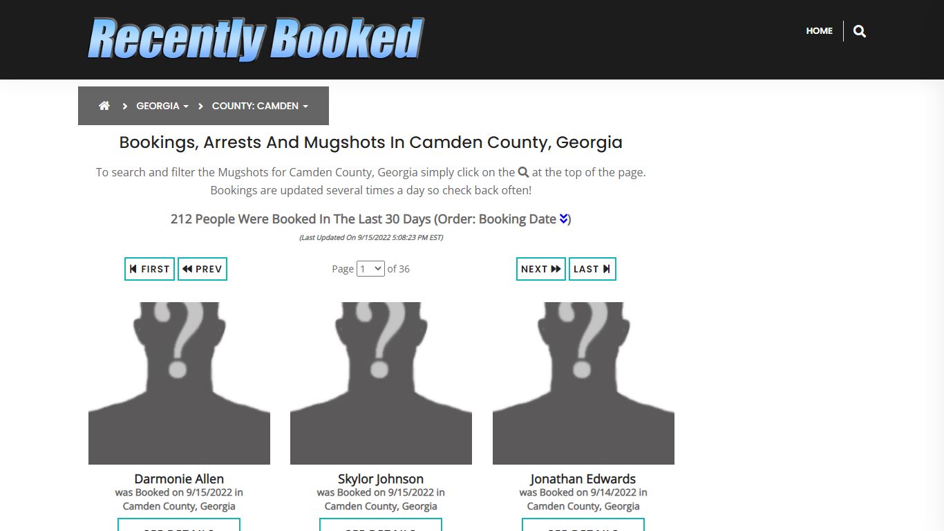 Recent bookings, Arrests, Mugshots in Camden County, Georgia